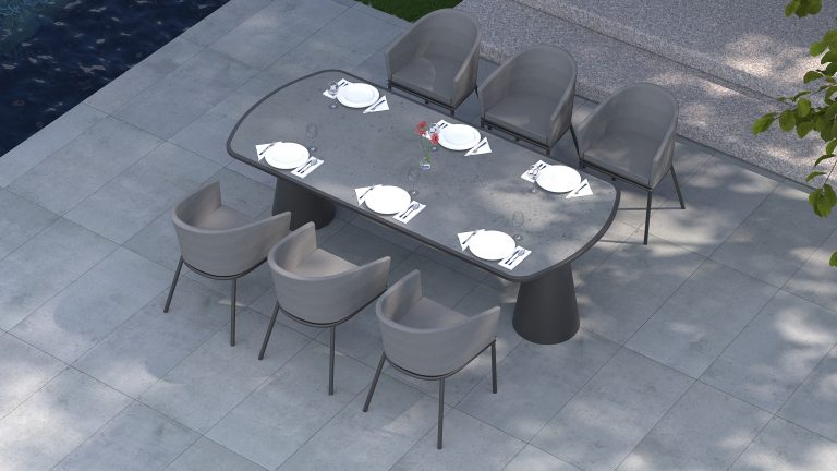 CALGARY OVAL CERAMIC Calgary Ceramic Table features a durable ceramic surface and modern design