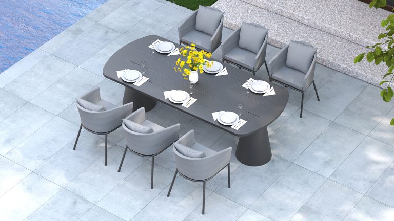 CALGARY OVAL DINING TOP VIEW Calgary Rect Table | Premium Outdoor Dining Table UAE