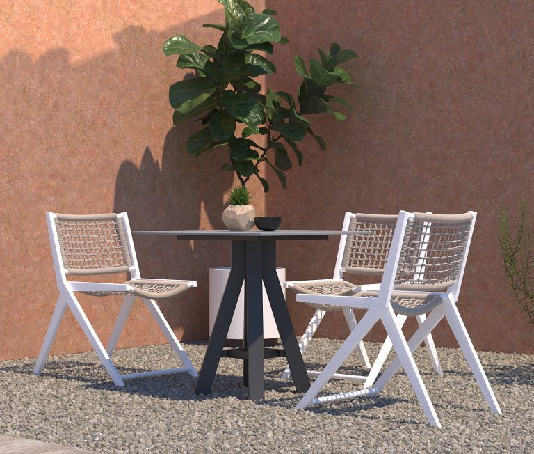 DASH TRIPOD TABLE Dash Table Broklyn Chair Set delivers modern outdoor dining