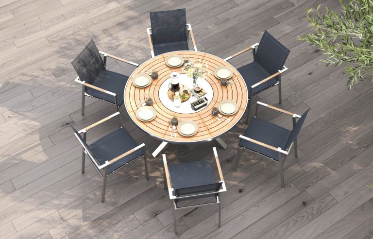 Signature Round Table brings elegance and functionality to patios