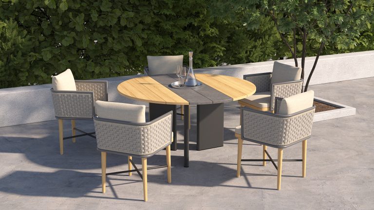 QATAR TABLE FRONT VIEW Qatar Round Table delivers timeless style and functionality