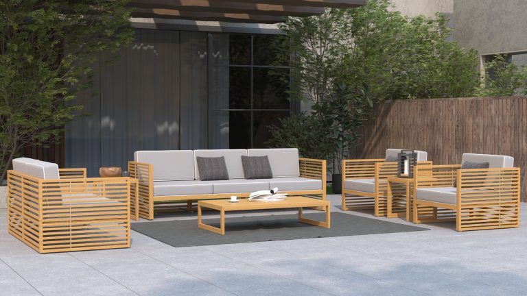DOTTA TEAK VIEW 01 a Pacific Teak Sofa | Luxury Outdoor Teak Sofa