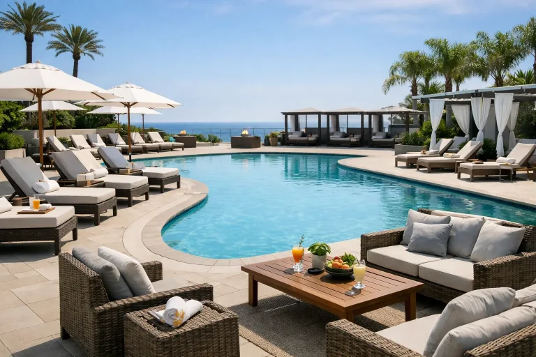 Hotel Pool Deck Furniture Layout Example